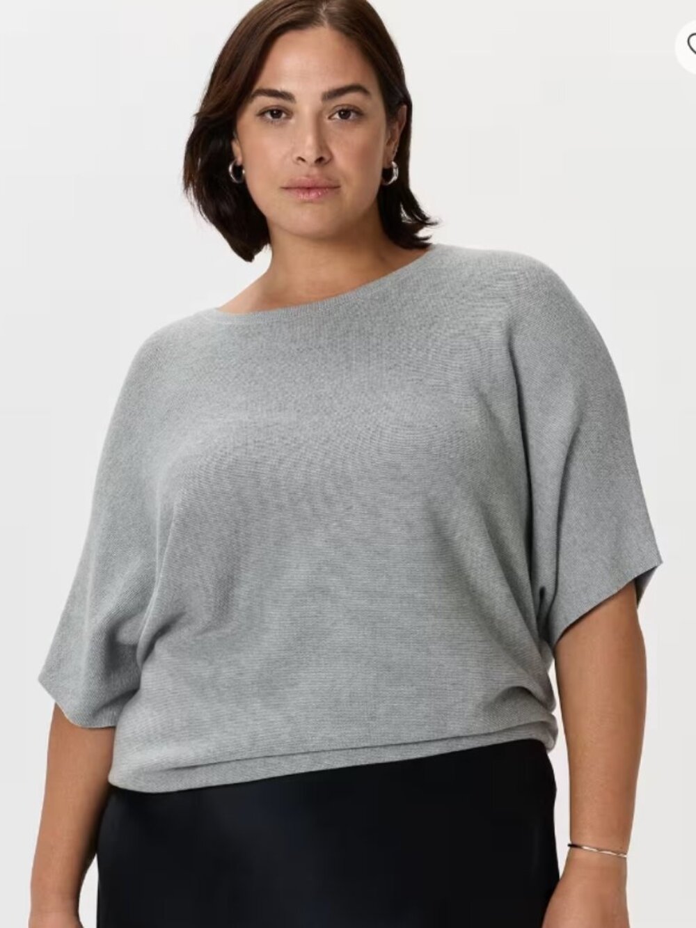 QUINCE Lightweight Cotton Cashmere Link-Stitch Dolman Sweater 3X Gray *Flaw
